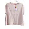 Dámská béžová elastická halenka s výšivkou / MOOIJ / XL-XXXL (42/44/46/48)  prsa do 130 cm  / MODA ITALY