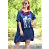 Dámské tmavě modré šaty z odhlečené džínoviny s nápisem / KRISMILE / XXL-XXXXL (44/46/48/50/52) / prsa do 136 cm  / MODA ITALY