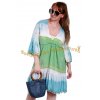 Dámské modro-bílo-zelené lehké šaty / MADE IN ITALY / UNI VELIKOST / S/M/L/XL / BUTIK
