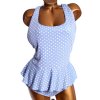 Dámské modro-bílé puntíkované jednodílné plavky / TU / XXXXL (52) / UK 24 / ANGLIE
