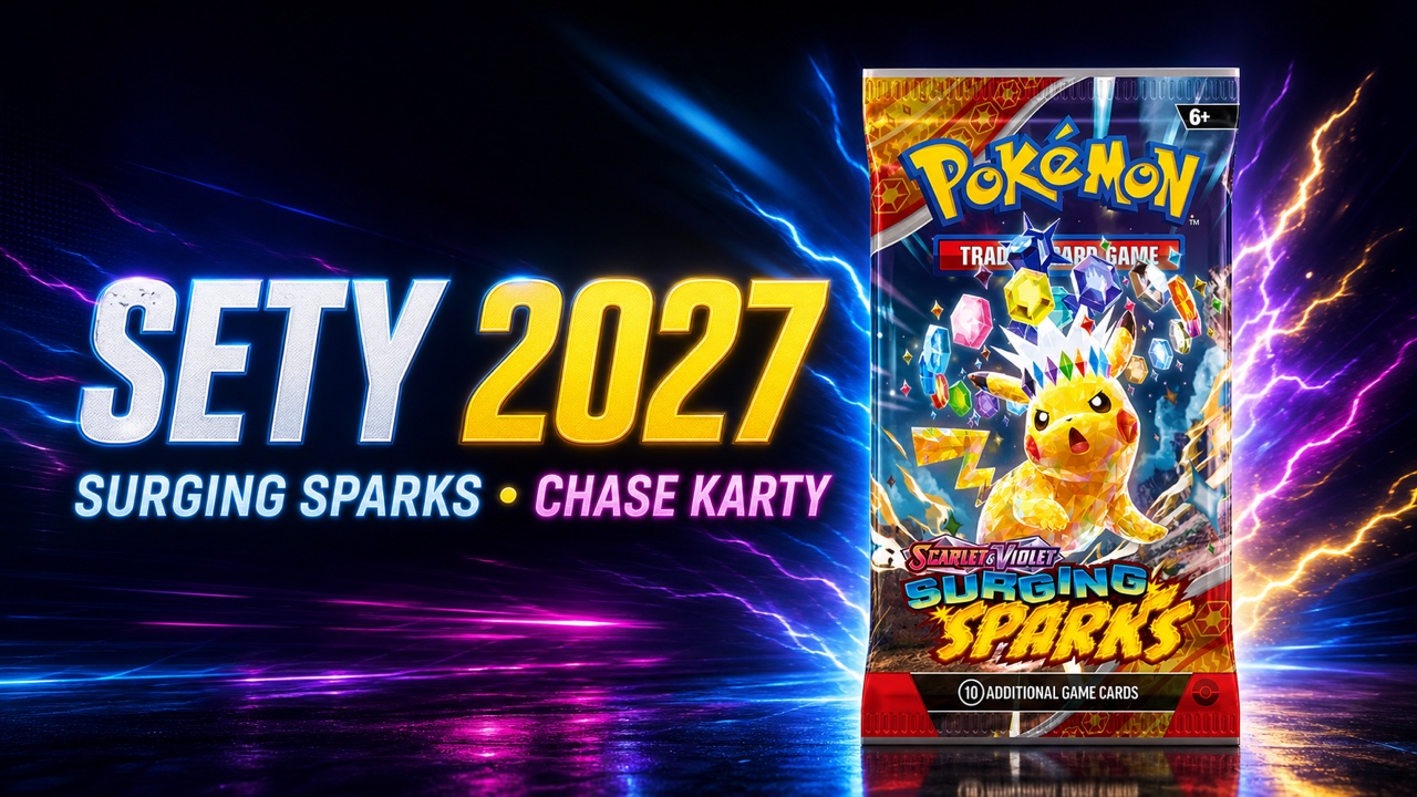 Které Pokémon TCG sety mohou v roce 2027 zmizet? Surging Sparks a chase karty