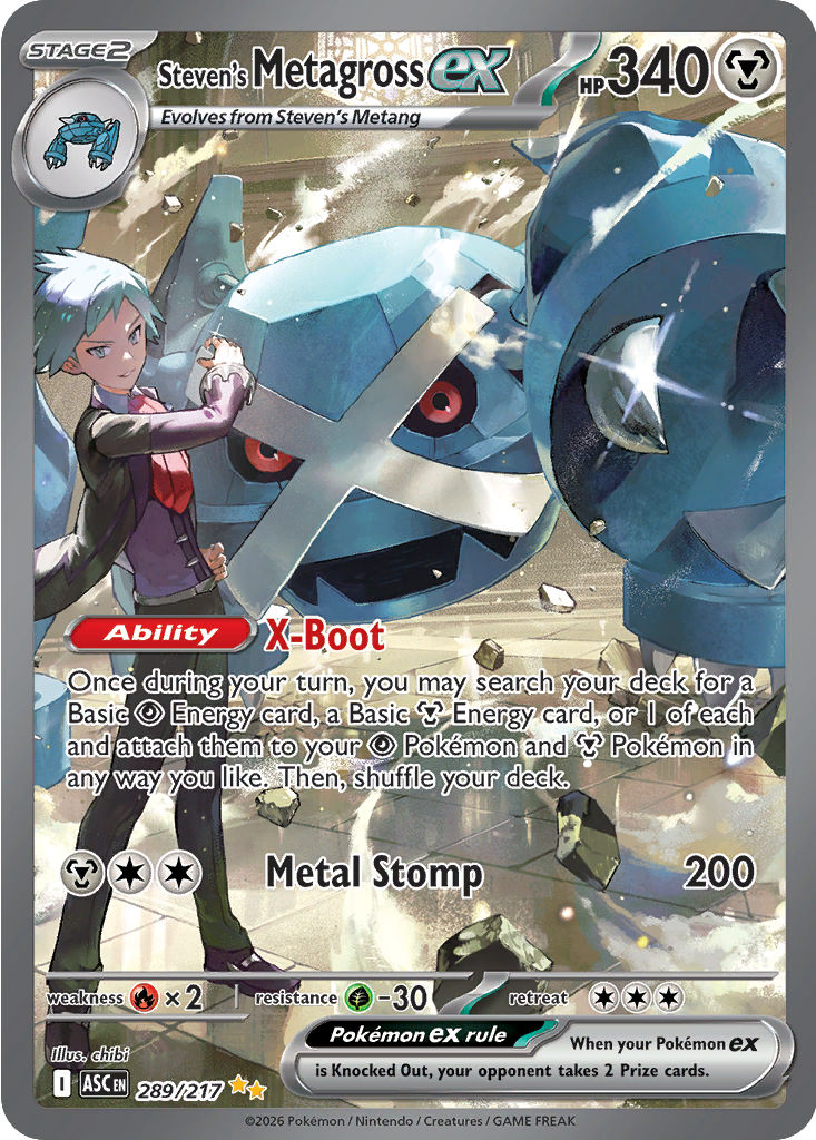Steven's Metagross ex Special Illustration Rare 289/217 z Pokémon Ascended Heroes