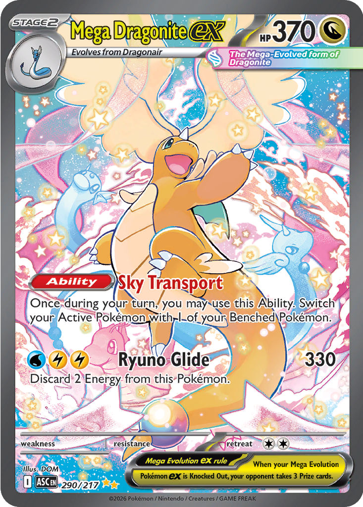 Mega Dragonite ex Special Illustration Rare 290/217 z Pokémon Ascended Heroes