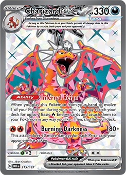 Charizard ex Ultra Rare 215/197 z Pokémon Obsidian Flames