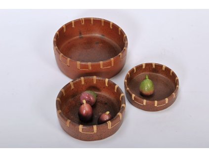 Keramická mísa s ratanovým opletem velká