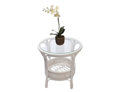 Ratanový stůl PETANI bílý