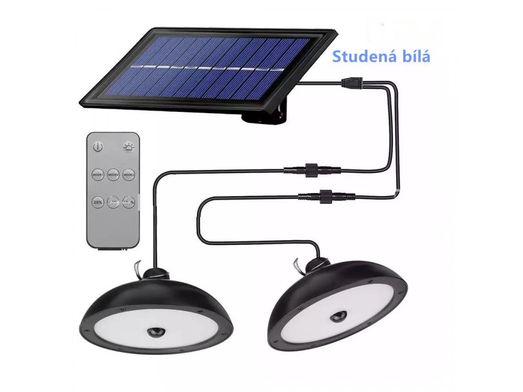 solar LED light with two lamps 2x78LED HJ Light.eu