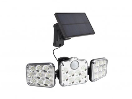Solární LED světlo s čidlem pohybu, dálkovým ovládáním  a třemi reflektory