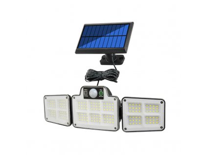 Solární LED světlo s čidlem pohybu, dálkovým ovládáním a třemireflektory