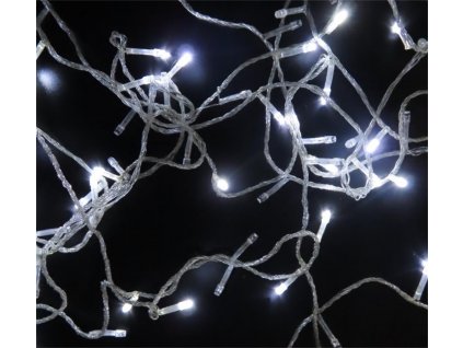 100 LED vánoční řetěz 8m s průhledným kabelem a bílým světlem Vánoční LED osvětlení