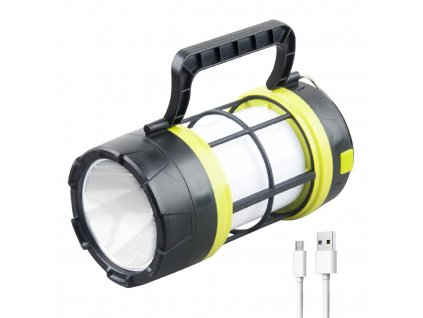 Solární a USB nabíjecí LED přenosná kempingová svítilna v kombinaci baterky a lucerny
