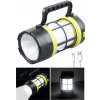 Solární a USB nabíjecí LED přenosná kempingová svítilna v kombinaci baterky a lucerny