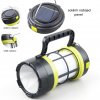 Solární a USB nabíjecí LED přenosná kempingová svítilna v kombinaci baterky a lucerny
