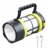 Solární a USB nabíjecí LED přenosná kempingová svítilna v kombinaci baterky a lucerny