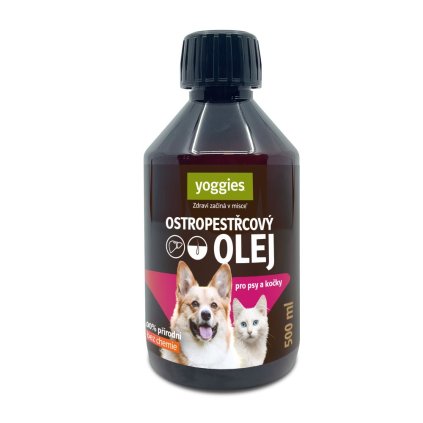 yoggies olej z ostropestrce pro psy a kocky 500 ml