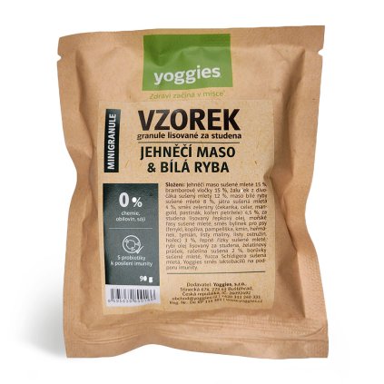 90g yoggies vzorek jehneci masobila ryba granule lisovane za studena s probiotiky