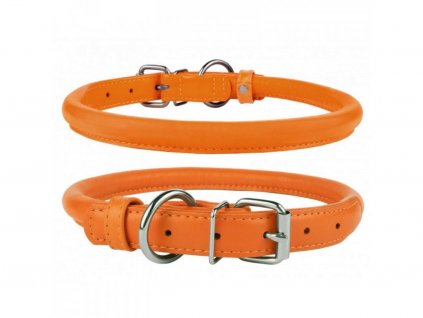 Collar Soft kožený obojek kulatý oranžový