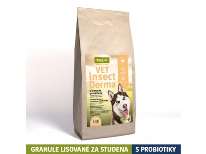 10kg yoggies vet insect derma s hmyzim proteinem granule lisovane za studena s probiotiky