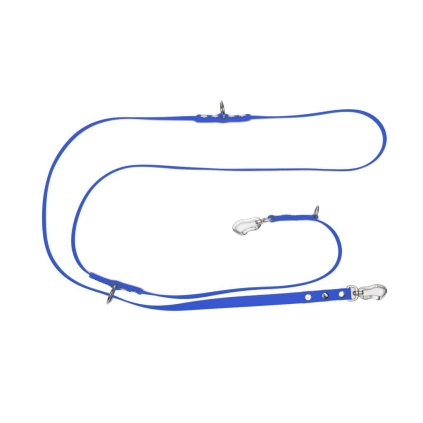 Hunting Dog modré přepínací vodítko se stříbrnou hliníkovou karabinou 280 cm
