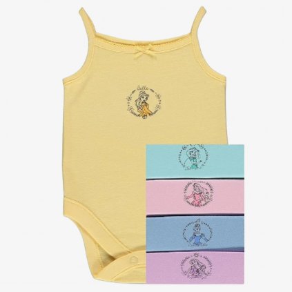George Cotton Disney Princess Sleeveless Bodysuits, 5 Pack