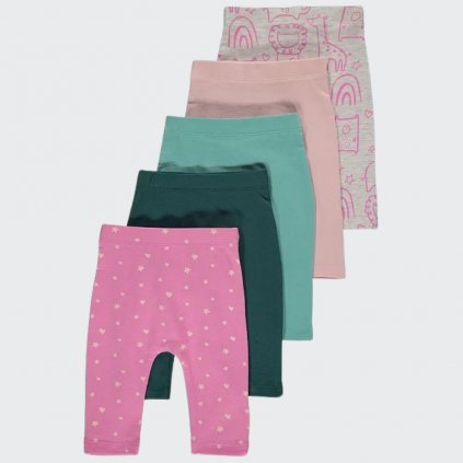 George Girls' Cotton Leggings, 5 Pack