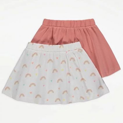 George Girls' Cotton Skirts, 2 Pack