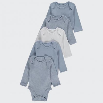 George Baby Long Sleeve Bodysuits, 5 Pack