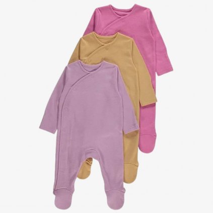 George Cotton Wrap Sleepsuits, 3 Pack