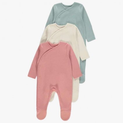 George Cotton Wrap Sleepsuits, 3 Pack