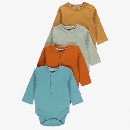 George Cotton Ribbed Bodysuits, 4 Pack