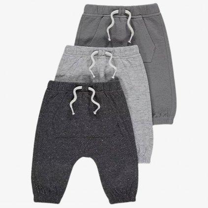 George Pure Cotton Baby Joggers, 3 Pack