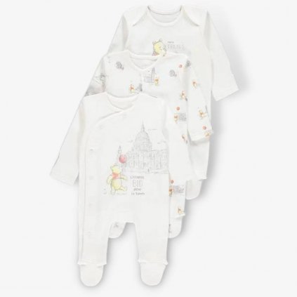 George Cotton Disney Winnie the Pooh Sleepsuits, 3 Pack