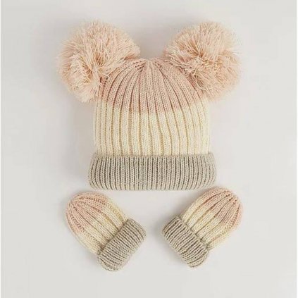 George Kids' Pom Pom Hat and Mittens, 2 Pack