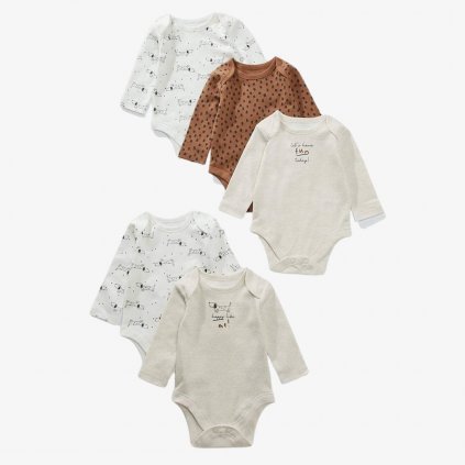 Matalan Baby Long Sleeve Bodysuits, 5 Pack