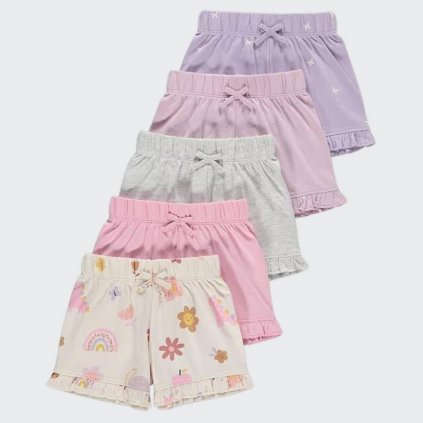 George Girls' Cotton Shorts, 5 Pack