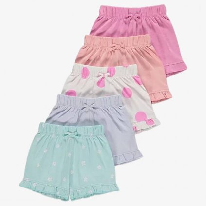 George Girls' Cotton Shorts, 5 Pack