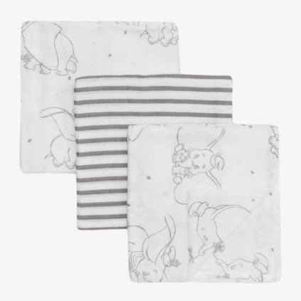 Matalan Pure Cotton Disney Dumbo Muslin Squares, 3 Pack