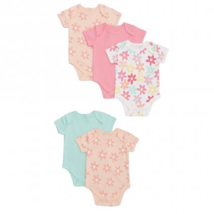 Matalan Cotton Baby Bodysuits, 5 Pack