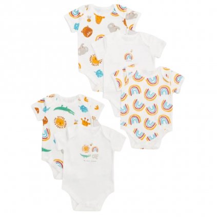 Matalan Cotton Baby Bodysuits, 5 Pack