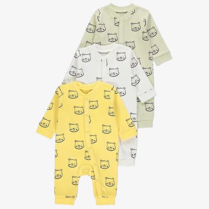 George Cotton Baby Footless Sleepsuits, 3 Pack