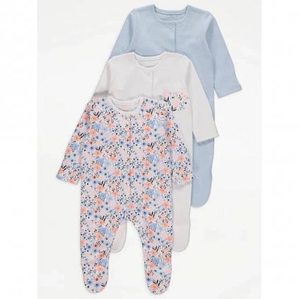 Dievčenské pyžamo George, balenie 3 ks, Blue Flower