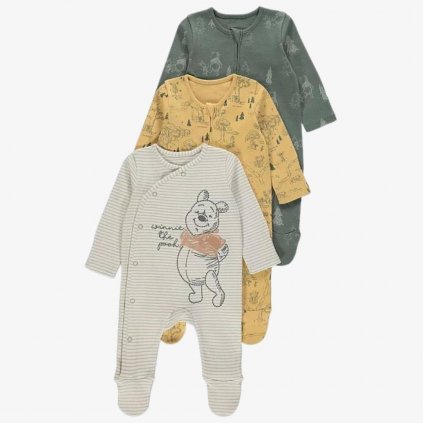 George Pure Cotton Disney Sleepsuits, 3 Pack