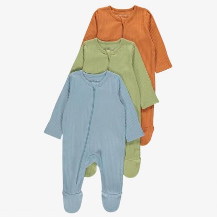 George Premature Baby Zip Sleepsuits, 3 Pack