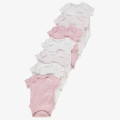 George Pure Cotton Short Sleeve Bodysuits, 7 Pack