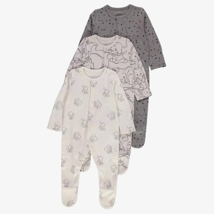 George Disney Dumbo Cotton Sleepsuits, 3 Pack