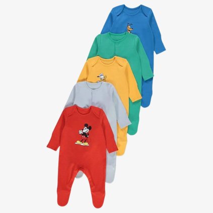 George Premature Cotton Rich Baby Sleepsuits, 5 Pack