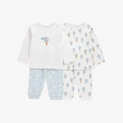 George Children's printed cotton pyjamas: pack of 2