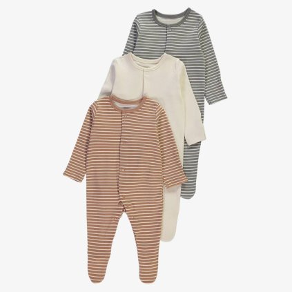 George Unisex Striped Sleepsuit for Children: Pack of 3