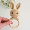Crocheted Rattle on a Wooden Ring Bunny Beige