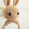 Crocheted Rattle on a Wooden Ring Bunny Beige